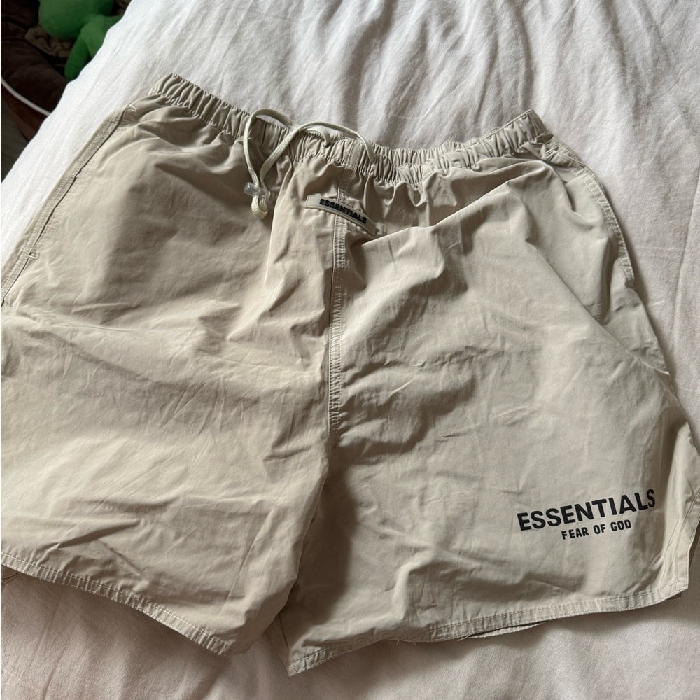 Essentials Tan Swim Trunks Quick-Dry Elastic Waist - image 1